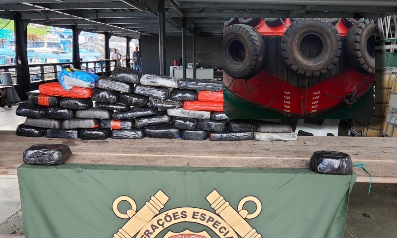 PF apreende 43kg de cocaína ocultos em pneu de embarcação em Tabatinga