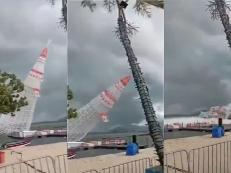 VÍDEO: Queda de árvore de Natal gigante resulta na morte de trabalhador