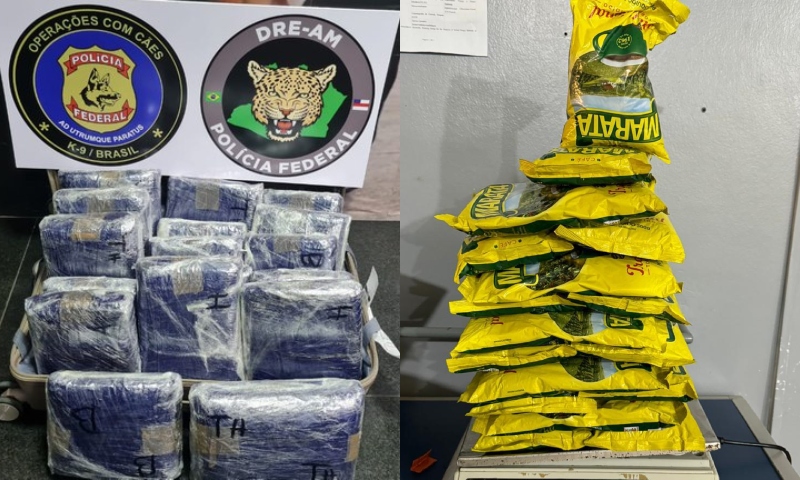 26 kg de drogas são apreendidos em pacotes de café pela Polícia Federal nos aeroportos do Amazonas