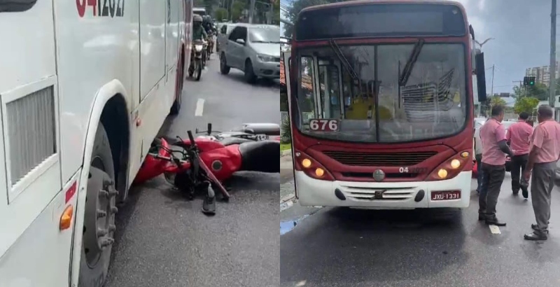 “Milagre: motociclista evita ser atropelado por ônibus em Manaus”