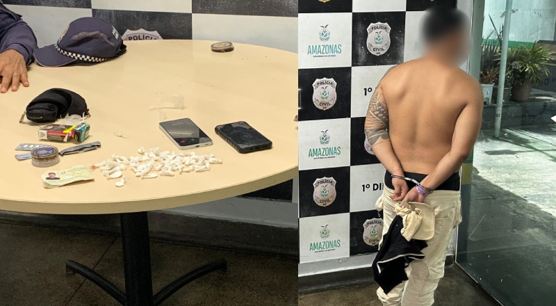 Homem é preso por tráfico de drogas na Rua Lobo D’Almada em Manaus
