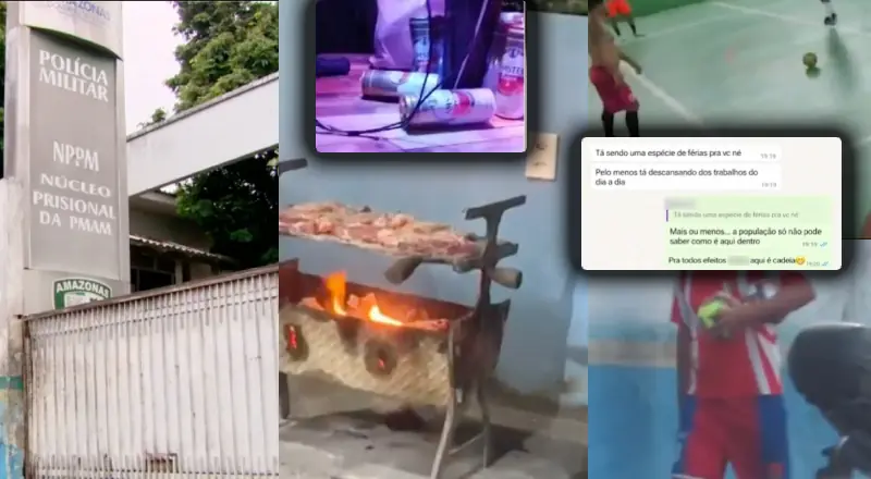 Churrasco, cerveja e bola: PMs presos em Manaus zombam da população