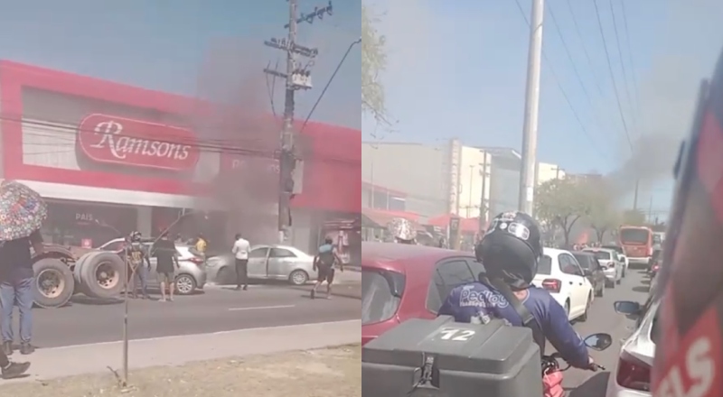 Incêndio em frente da Ramsons na Avenida Grande Circular causa trânsito parado