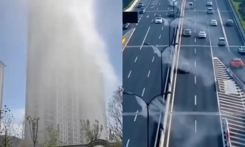 Sistema de ‘névoa’ ameniza calor extremo em prédios na China