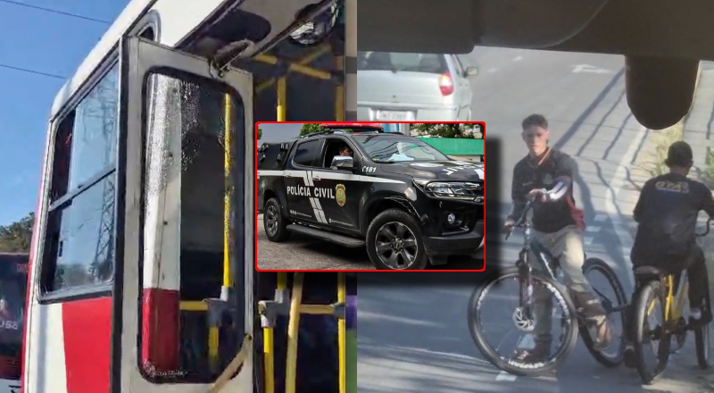 Após causar danos em ônibus, dupla é detida pela polícia em Manaus