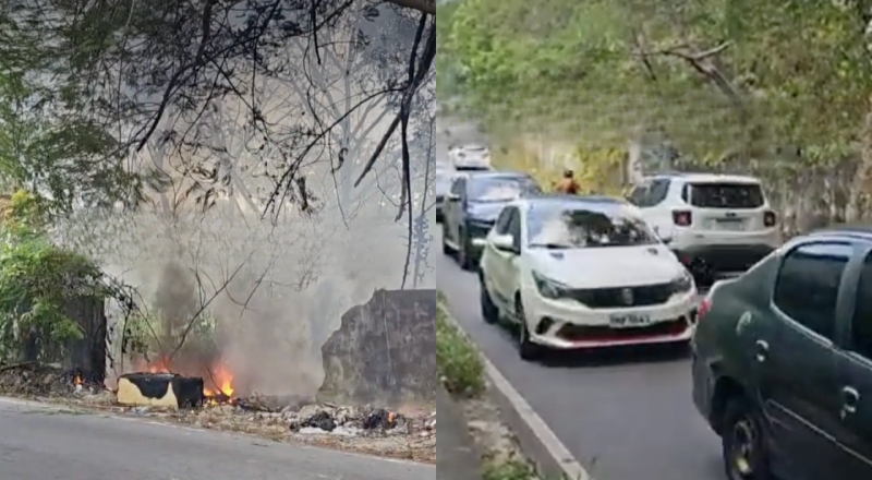 Incêndio de grandes proporções atinge área de mata no Parque 10 e causa preocupação na comunidade