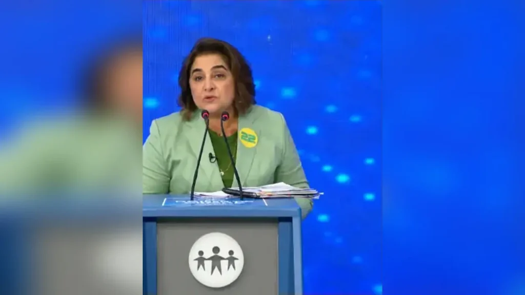 Maria do Carmo fala durante debate entre candidatos ao Governo do Amazonas